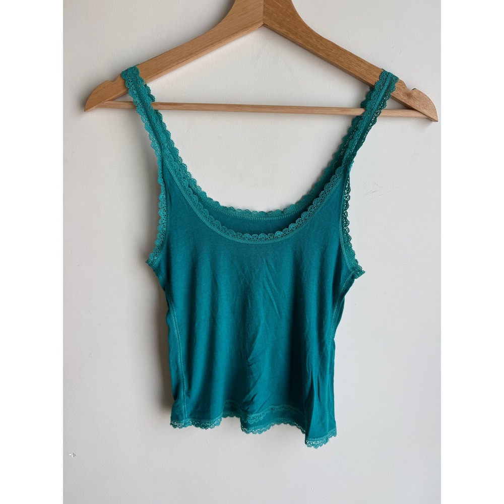 American Eagle AEO Teal Lace Trim Tank Top Size XS - Picture 2 of 3